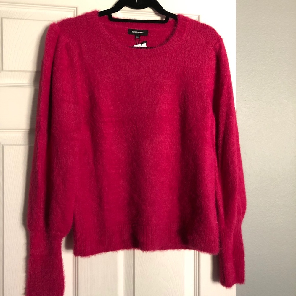 Hot pink balloon sleeve sweater